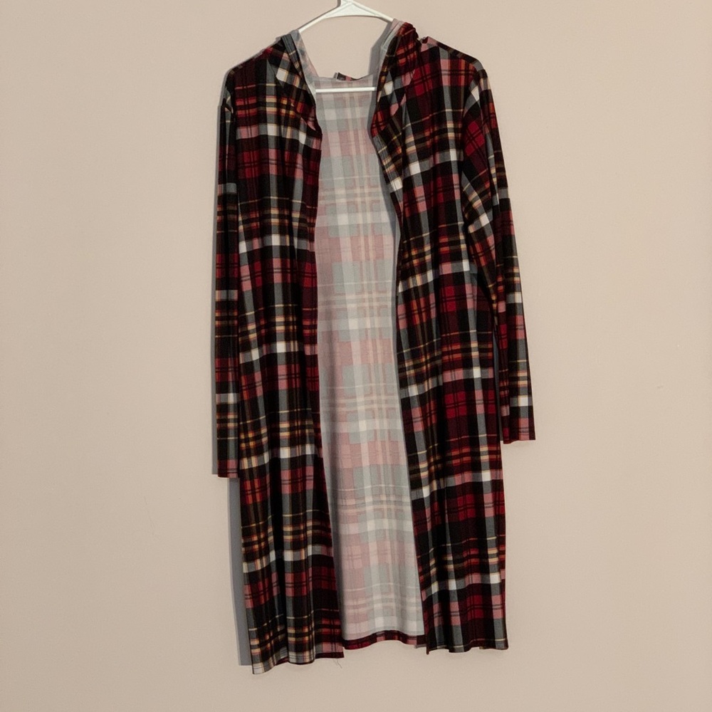 Plaid Throw Over Jacket